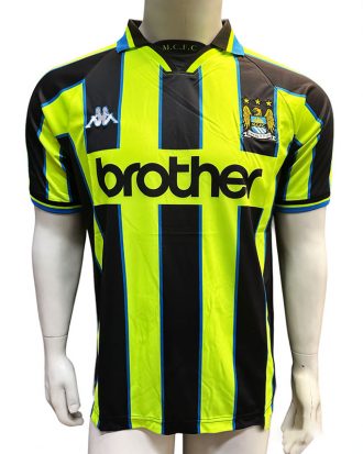 Jersey Kappa Retro Manchester City Verde Limon Manga Corta