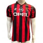 Jersey Lotto Retro Milan Roja Negra Manga Corta