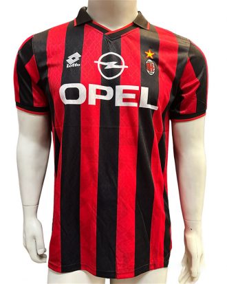 Jersey Lotto Retro Milan Roja Negra Manga Corta