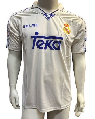 Jersey Kelme Retro Real Madrid Blanca Azul Manga Corta